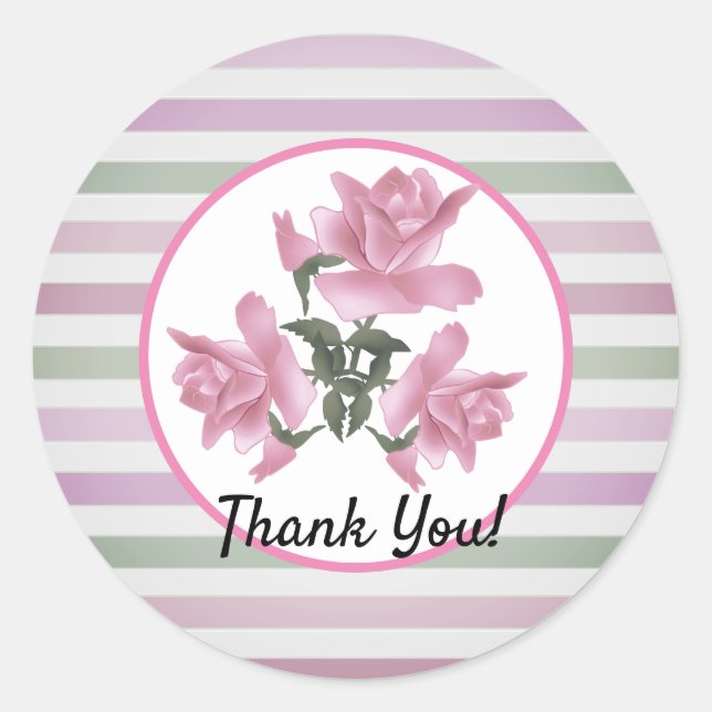 Striped delicate pattern classic round sticker (Front)