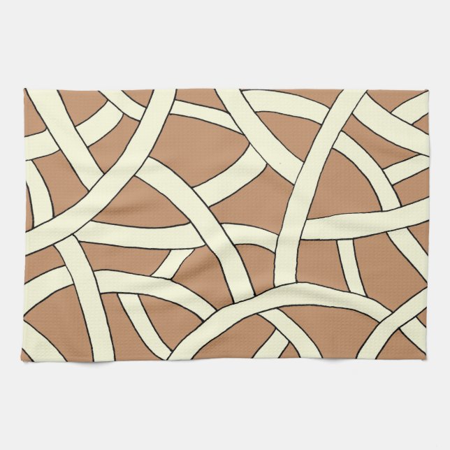 Striped design Brown Cream Tea Towel (Horizontal)