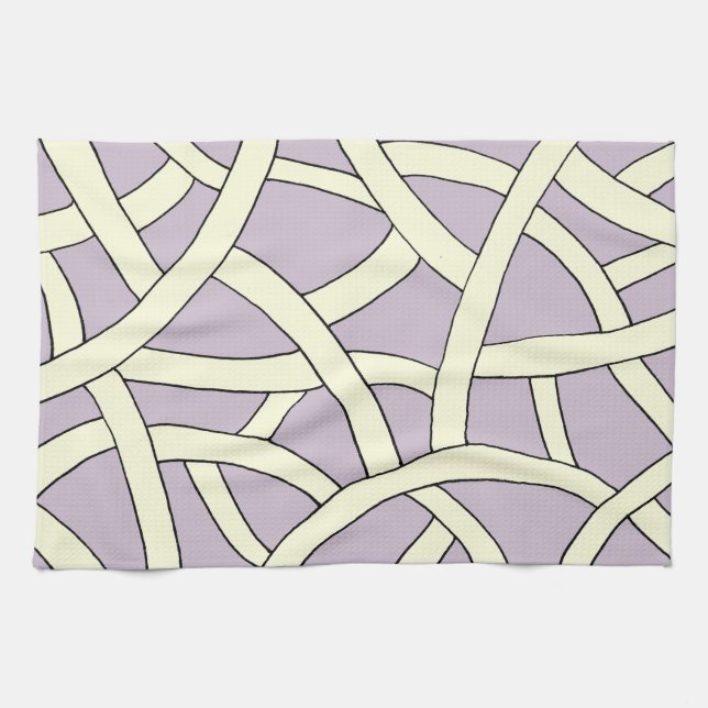 Striped design Purple Cream Tea Towel (Horizontal)