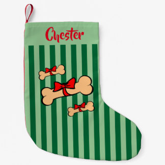 Striped Dog Bone Dog Christmas Stocking