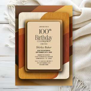 Striped Earthy Toned 100th Birthday Party Invitation