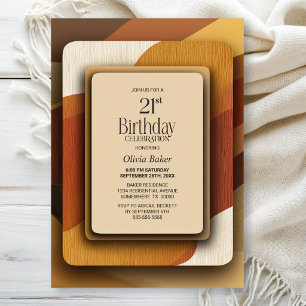Striped Earthy Toned 21st Birthday Party Invitation