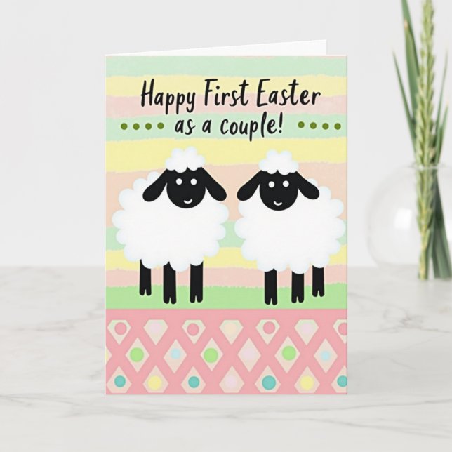 Striped Easter Couple Card (Front)