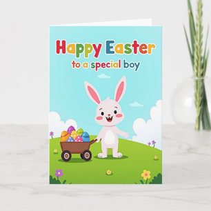 Striped Eggs Rabbit Cart Card