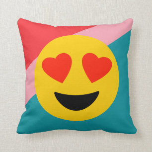 Striped Emoji Love Throw Pillow