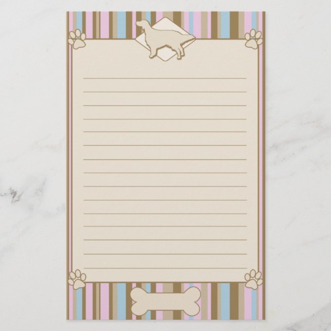 Striped English Setter Stationery (Front)