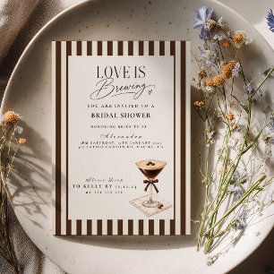 Striped Espresso Martini Bridal Shower Invitation