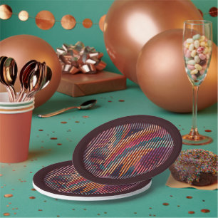 Striped Fantasy Dome Paper Plate – Customisable