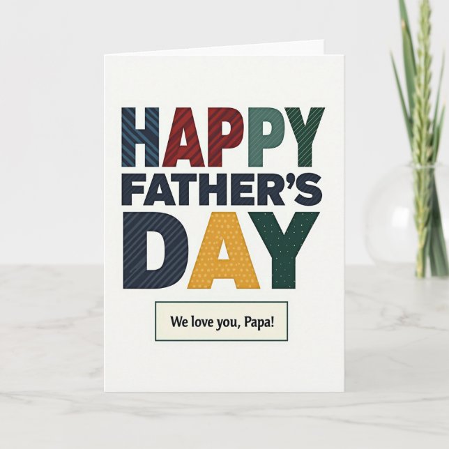 Striped Fathers Day Type Card (Front)