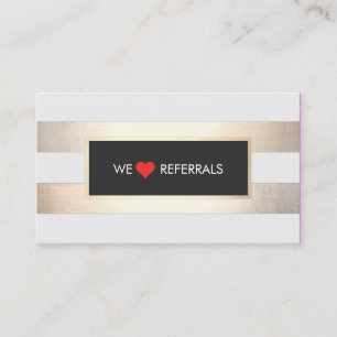 Striped FAUX Gold and Black Red Heart Referral Card