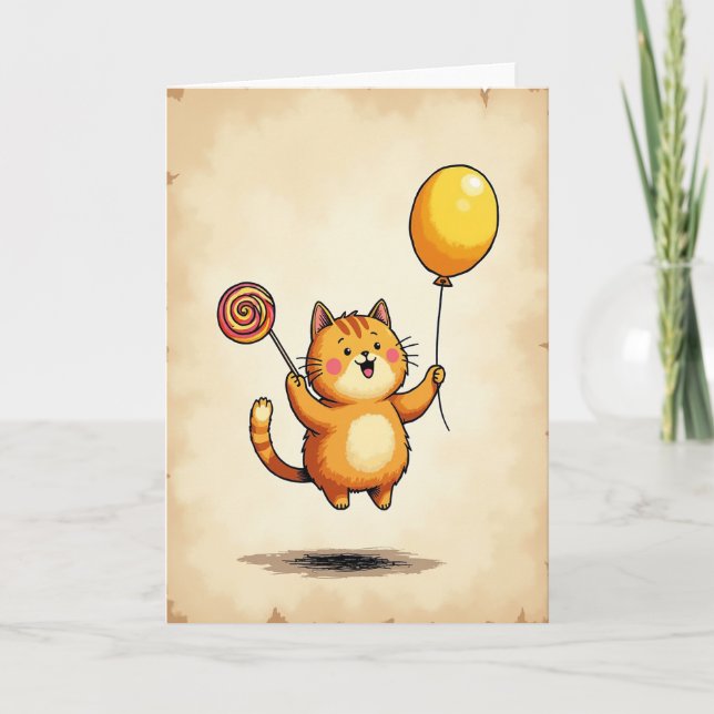 Striped Feline Joy Card (Front)