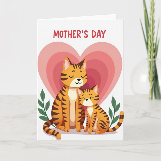 Striped Feline Love Card (Front)