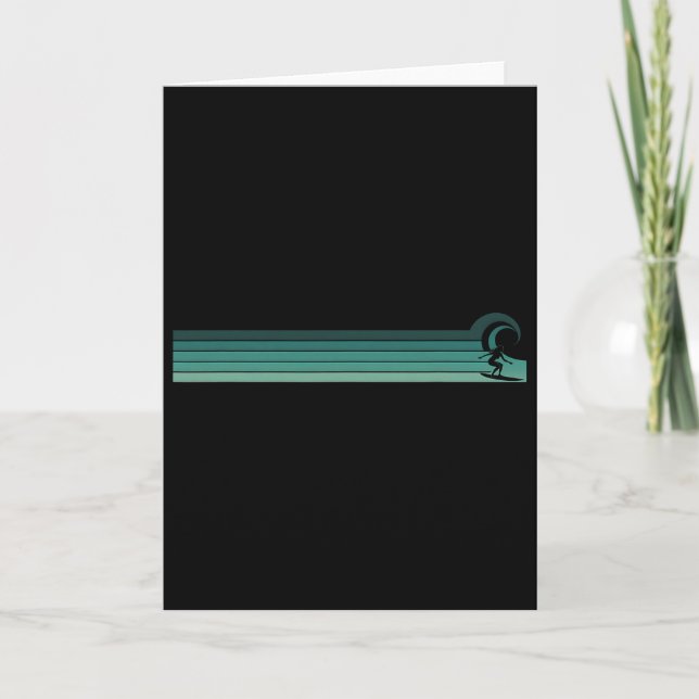 Striped Female Surfer Catching Rrel  Card (Front)