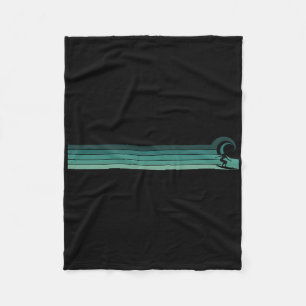 Striped Female Surfer Catching Rrel Fleece Blanket