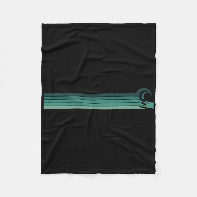 Striped Female Surfer Catching Rrel  Fleece Blanket (Front)