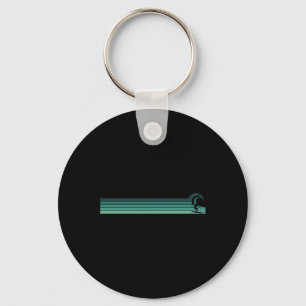 Striped Female Surfer Catching Rrel Key Ring