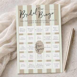 Striped Find the Guest Bridal Shower Bingo Game