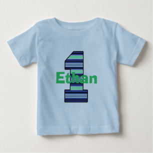 Striped First Birthday Boy T-Shirt