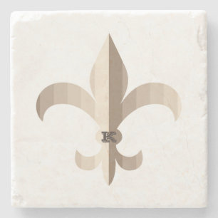 Striped Fleur de lis Stone Coaster
