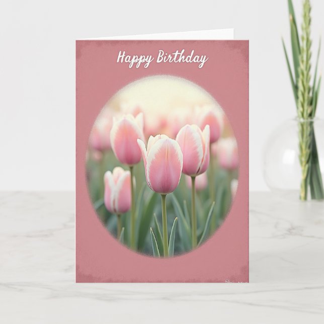 Striped Floral Birthday Card (Front)