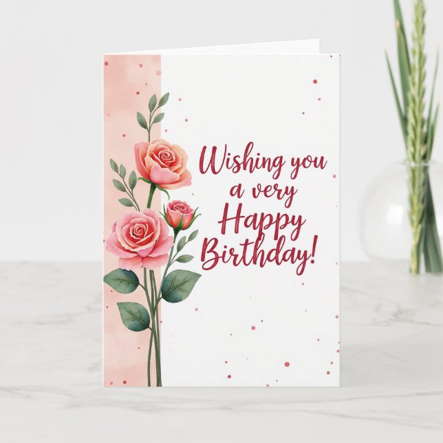 Striped Floral Blush Card (Front)