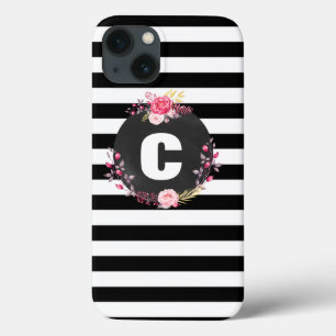 Striped Floral Monogram Tough Xtreme iPhone Case