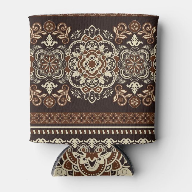 Striped Florals: Wallpaper Elegance. Can Cooler (Front)