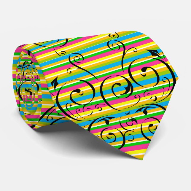 Striped Flourish Tie (Rolled)