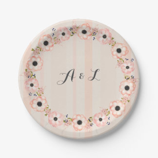 Striped Flower Customisable Monogram Shower Plates