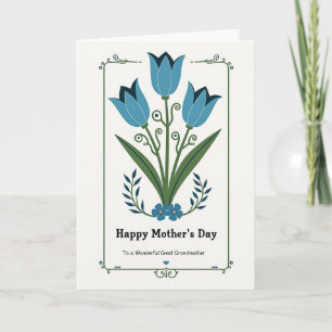 Striped Flowers Great Grandma Card