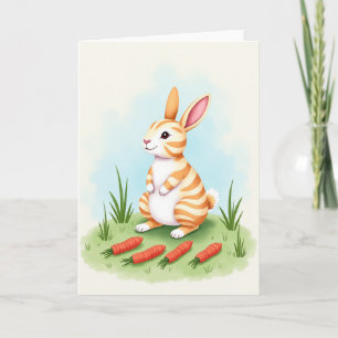 Striped Friend Cute Bunny Art Card