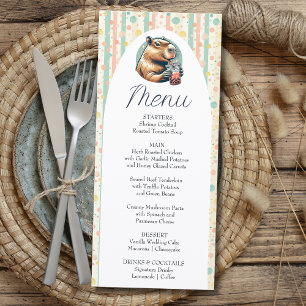 Striped Funny Capybara Custom Baby Shower Menu