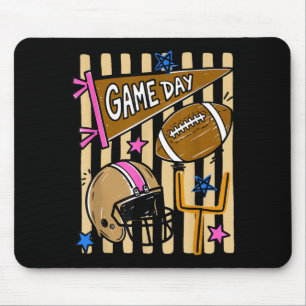 Striped funny fall football season game day cute mouse pad