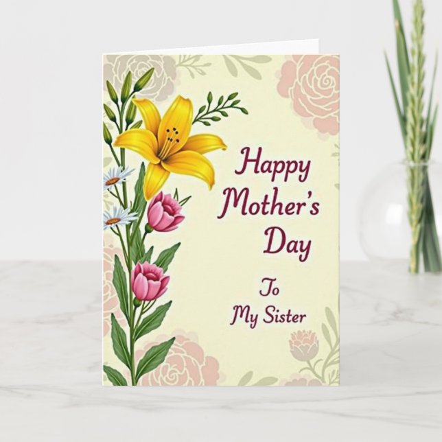 Striped Gentle Blossom Note Card (Front)