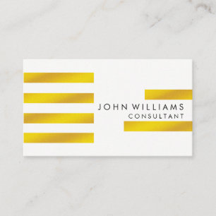 Striped Geometric Modern Gold Faux Professional Business Card
