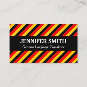 Striped German Language Translator Business Card