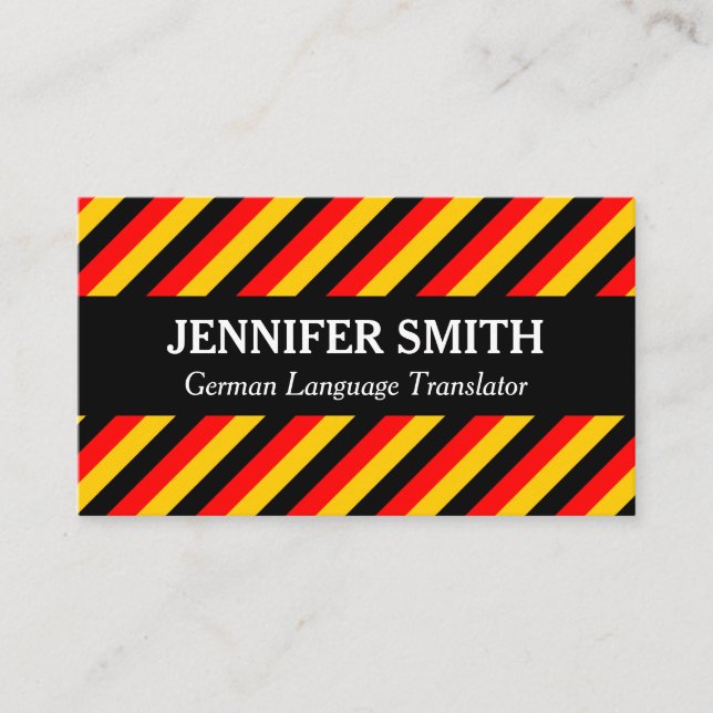 Striped German Language Translator Business Card (Front)