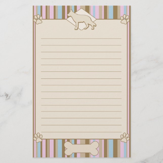 Striped German Shepherd Stationery (Front)