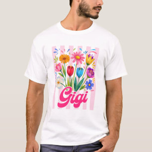 Striped Gigi Wildflowers Coquette Bow Floral Mothe T-Shirt