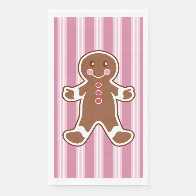 Striped Gingerbread Boy Napkins (Front)