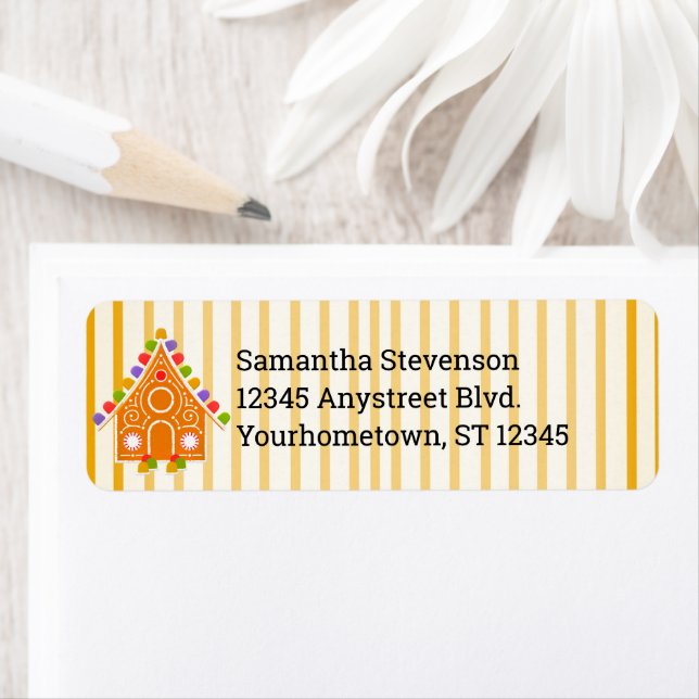 Striped Gingerbread Candy Christmas Label (Insitu)