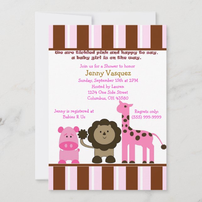 Striped Girl Safari Invitation (Front)