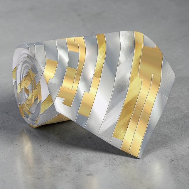 Striped Gold and Silver Necktie (Creator Uploaded)