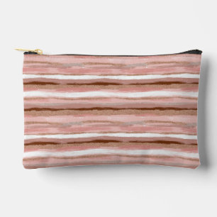 Striped Gold Glitter Pink Accessory Pouch