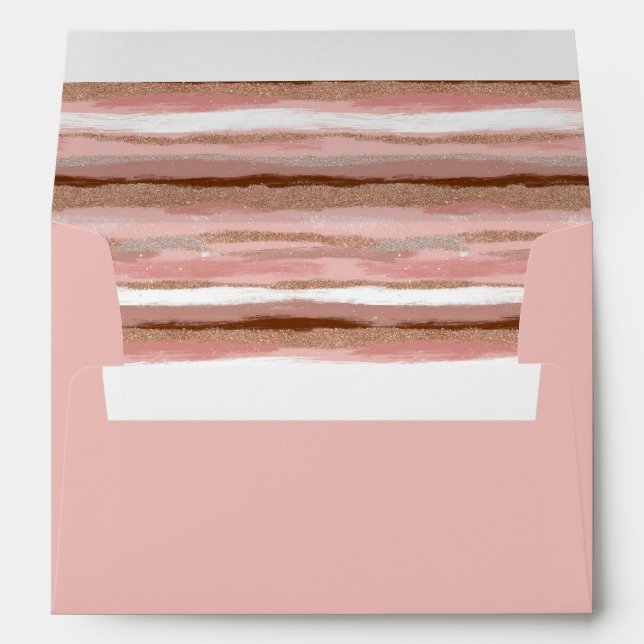 Striped Gold Glitter Pink Interior Envelope (Back (Bottom))