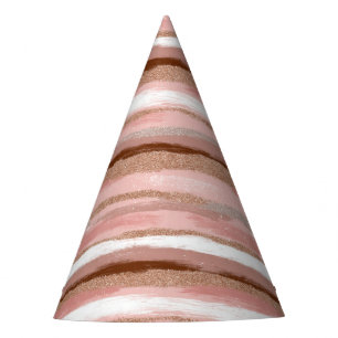 Striped Gold Glitter Pink Party Hat