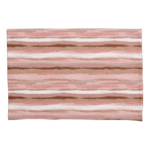 Striped Gold Glitter Pink Pillow Case