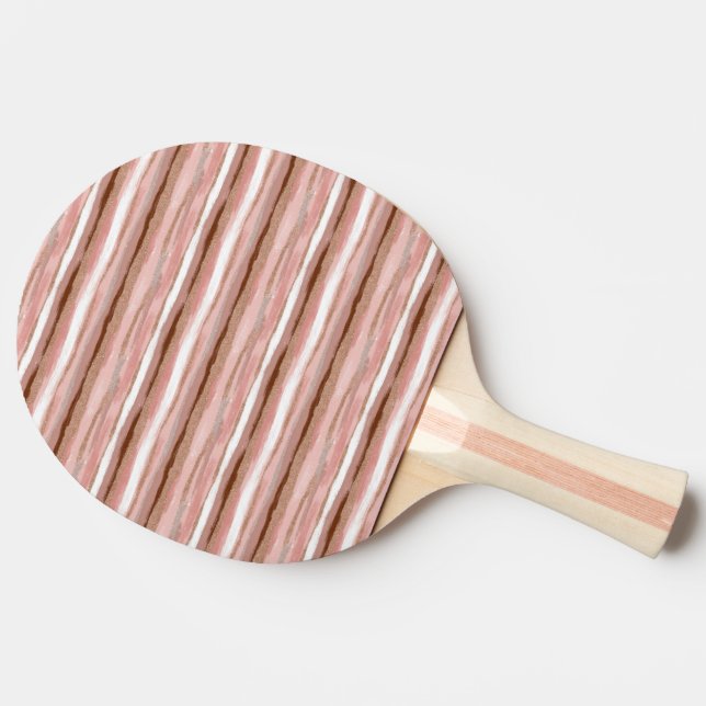 Striped Gold Glitter - Pink Ping Pong Paddle (Side)