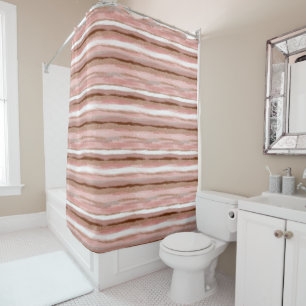 Striped Gold Glitter Pink Shower Curtain