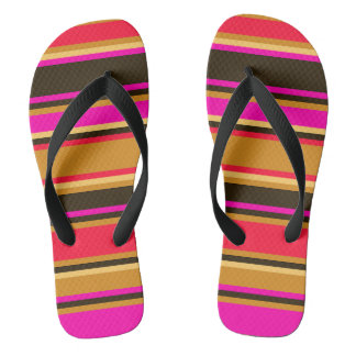 Striped Gold, Red, & Magenta Unisex Flip Flops